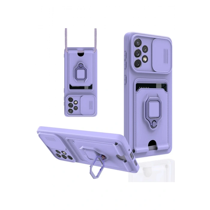 Newface Samsung Galaxy A53 5G Kılıf Zuma Kartvizitli Yüzüklü Silikon - Lila