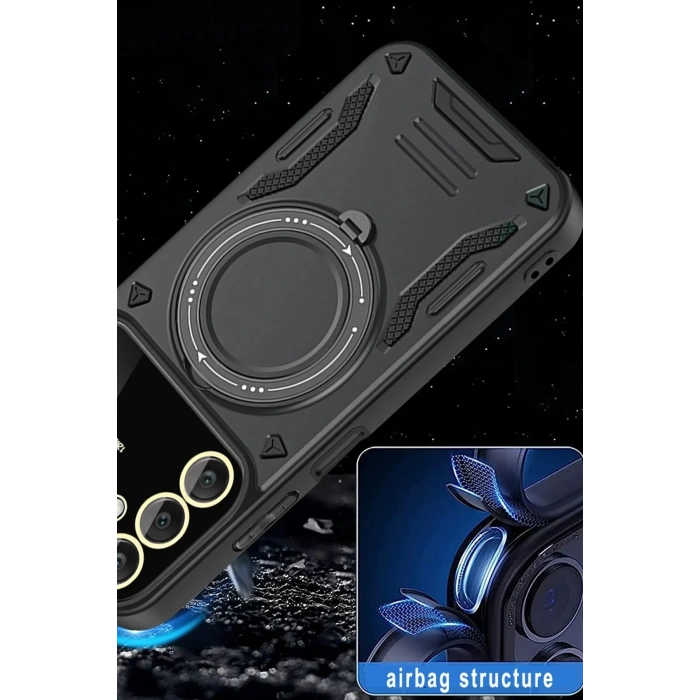 Newface Samsung Galaxy A54 5G Kılıf Joy Lens Standlı Kapak - Koyu Yeşil