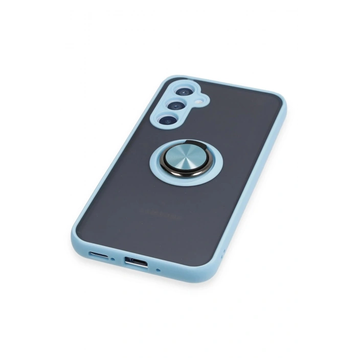 Newface Samsung Galaxy A54 5G Kılıf Montreal Yüzüklü Silikon Kapak - Buz Mavi