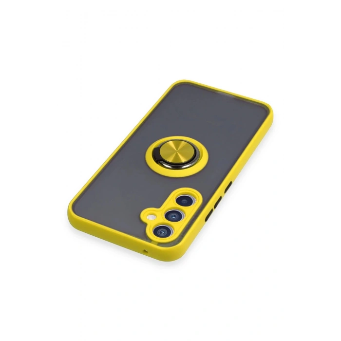 Newface Samsung Galaxy A54 5G Kılıf Montreal Yüzüklü Silikon Kapak - Sarı