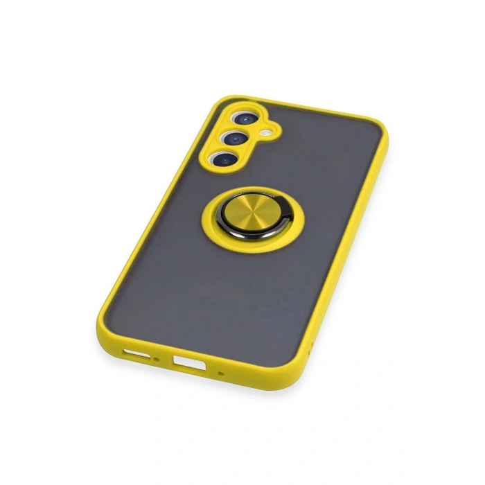 Newface Samsung Galaxy A54 5G Kılıf Montreal Yüzüklü Silikon Kapak - Sarı