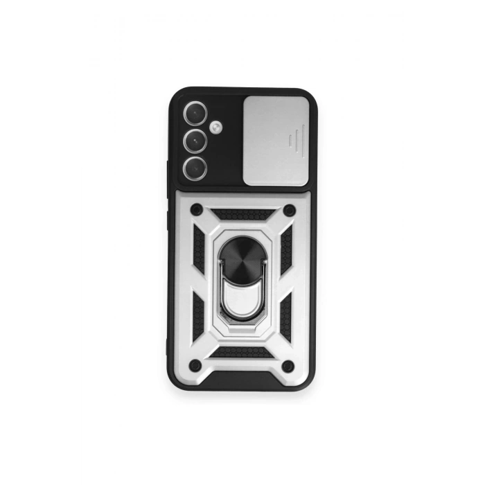 Newface Samsung Galaxy A54 5G Kılıf Pars Lens Yüzüklü Silikon - Gümüş