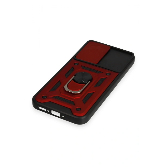 Newface Samsung Galaxy A54 5G Kılıf Pars Lens Yüzüklü Silikon - Kırmızı