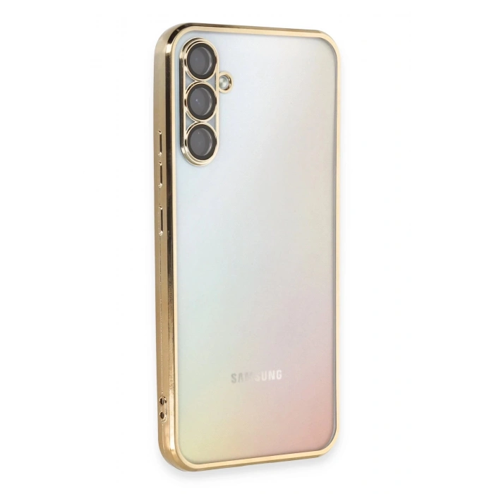 Newface Samsung Galaxy A54 5G Kılıf Razer Lensli Silikon - Gold