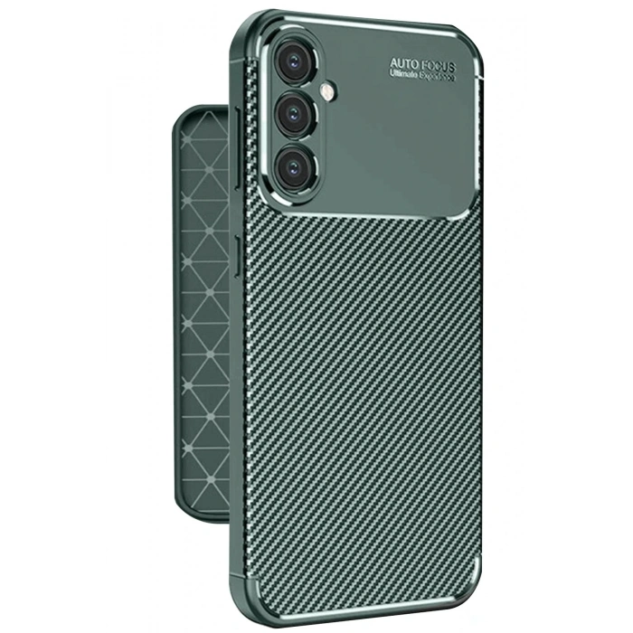 Newface Samsung Galaxy A56 Kılıf Auto Focus Karbon Kapak - Koyu Yeşil