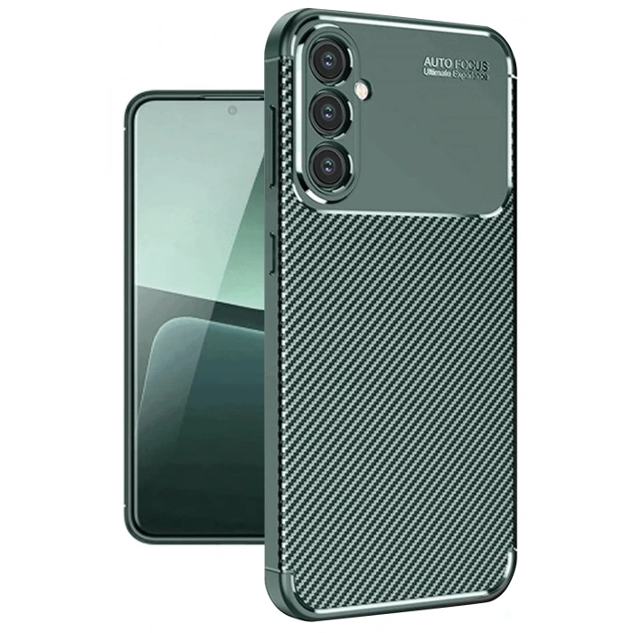 Newface Samsung Galaxy A56 Kılıf Auto Focus Karbon Kapak - Koyu Yeşil