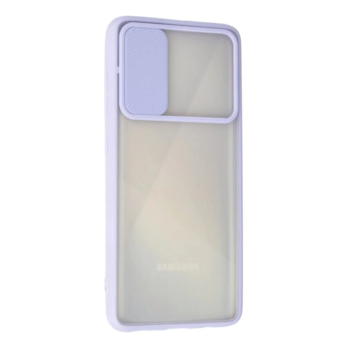 Newface Samsung Galaxy A71 Kılıf Palm Buzlu Kamera Sürgülü Silikon - Lila