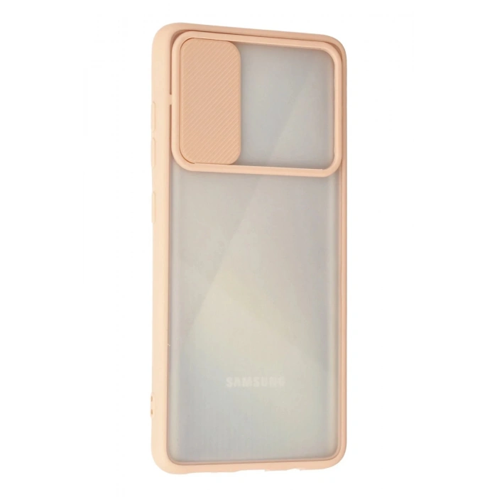 Newface Samsung Galaxy A71 Kılıf Palm Buzlu Kamera Sürgülü Silikon - Pembe