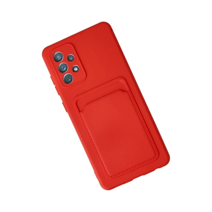 Newface Samsung Galaxy A72 Kılıf Kelvin Kartvizitli Silikon - Kırmızı