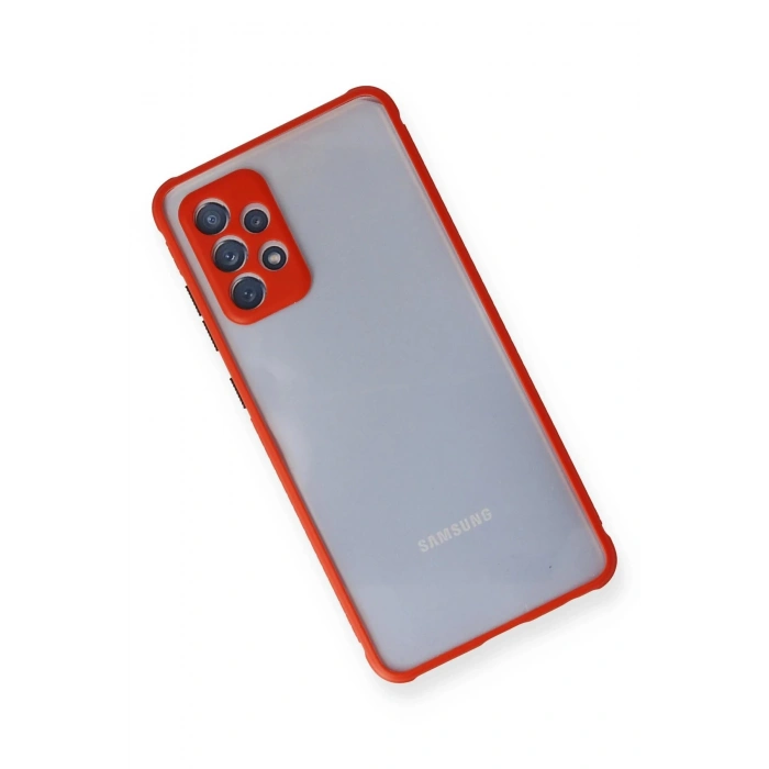 Newface Samsung Galaxy A72 Kılıf Miami Şeffaf Silikon - Kırmızı