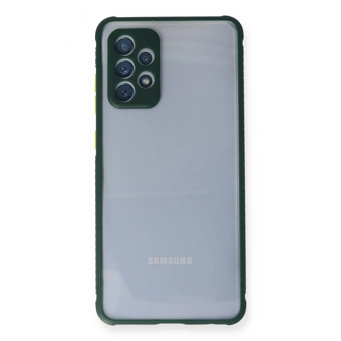 Newface Samsung Galaxy A72 Kılıf Miami Şeffaf Silikon - Koyu Yeşil