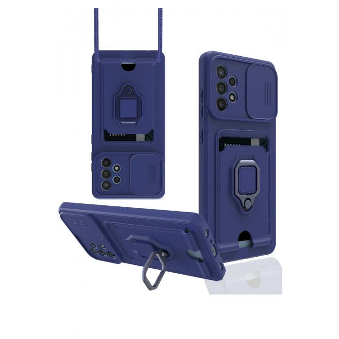 Newface Samsung Galaxy A72 Kılıf Zuma Kartvizitli Yüzüklü Silikon - Lacivert