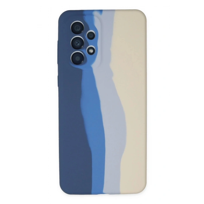 Newface Samsung Galaxy A73 5G Kılıf Ebruli Lansman Silikon - Lacivert-Krem