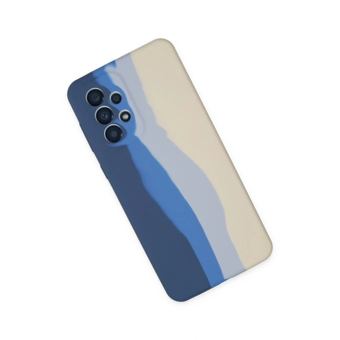 Newface Samsung Galaxy A73 5G Kılıf Ebruli Lansman Silikon - Lacivert-Krem