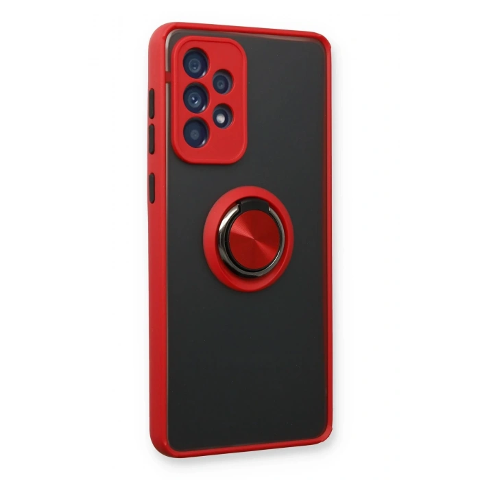 Newface Samsung Galaxy A73 5G Kılıf Montreal Yüzüklü Silikon Kapak - Kırmızı
