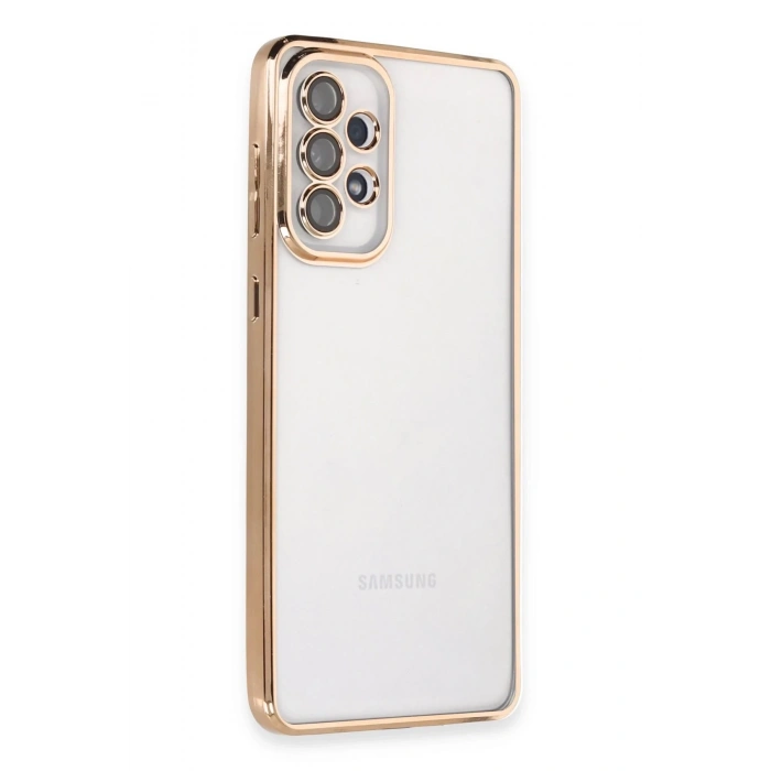 Newface Samsung Galaxy A73 5G Kılıf Razer Lensli Silikon - Gold