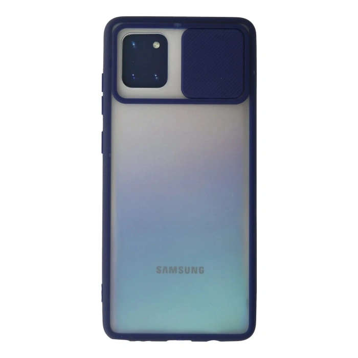 Newface Samsung Galaxy A81 / Note 10 Lite Kılıf Palm Buzlu Kamera Sürgülü Silikon - Lacivert