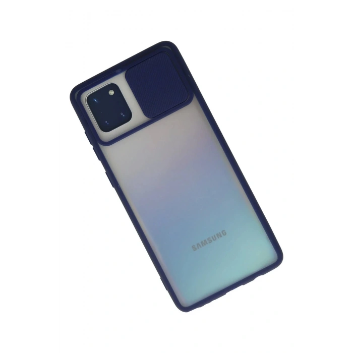 Newface Samsung Galaxy A81 / Note 10 Lite Kılıf Palm Buzlu Kamera Sürgülü Silikon - Lacivert
