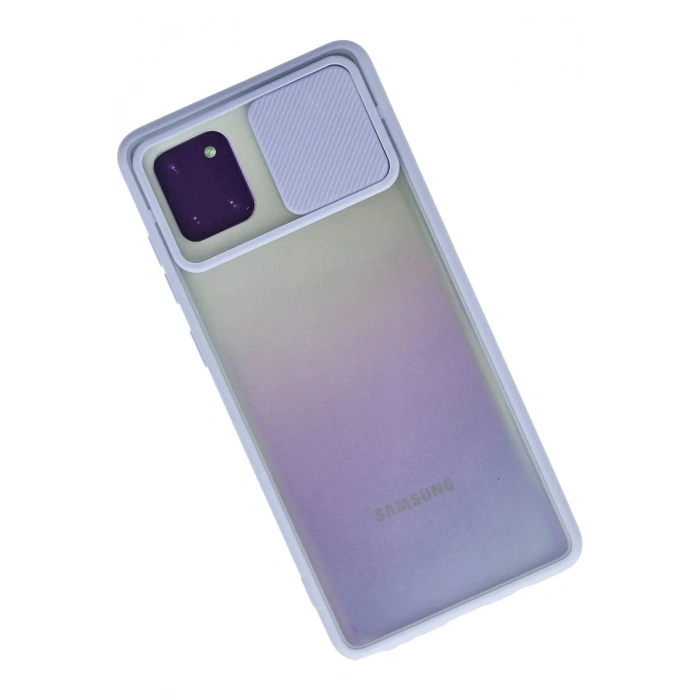 Newface Samsung Galaxy A81 / Note 10 Lite Kılıf Palm Buzlu Kamera Sürgülü Silikon - Lila