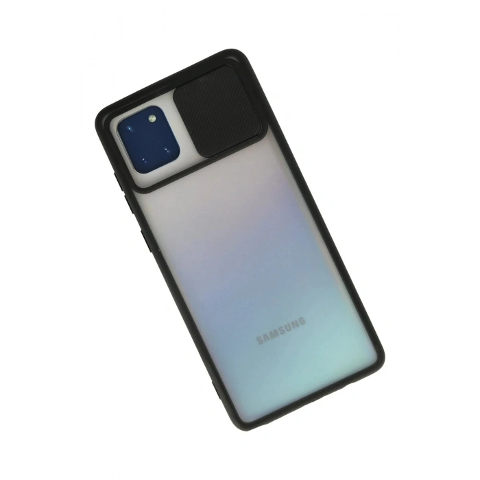 Newface Samsung Galaxy A81 / Note 10 Lite Kılıf Palm Buzlu Kamera Sürgülü Silikon - Siyah