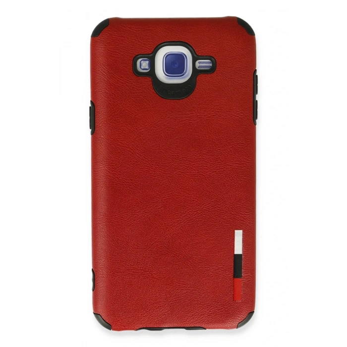 Newface Samsung Galaxy J7 Kılıf Loop Deri Silikon - Kırmızı