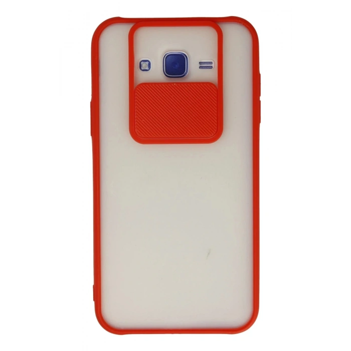 Newface Samsung Galaxy J7 Kılıf Palm Buzlu Kamera Sürgülü Silikon - Kırmızı
