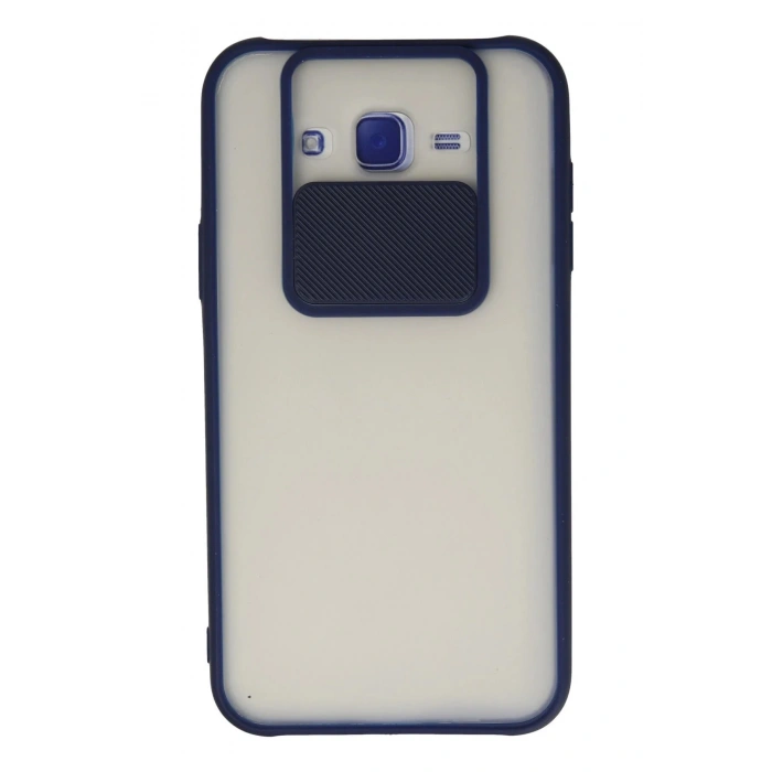 Newface Samsung Galaxy J7 Kılıf Palm Buzlu Kamera Sürgülü Silikon - Lacivert