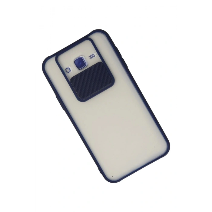 Newface Samsung Galaxy J7 Kılıf Palm Buzlu Kamera Sürgülü Silikon - Lacivert