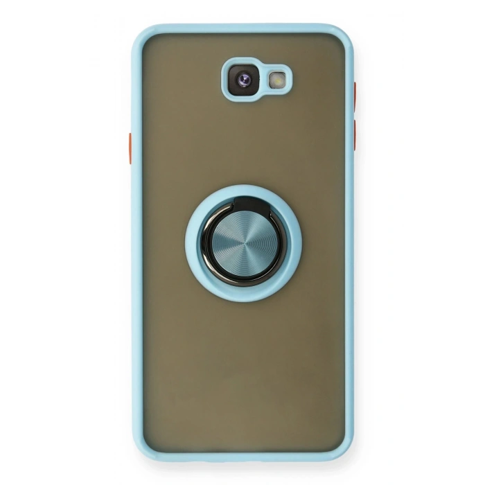 Newface Samsung Galaxy J7 Prime Kılıf Montreal Yüzüklü Silikon Kapak - Buz Mavi