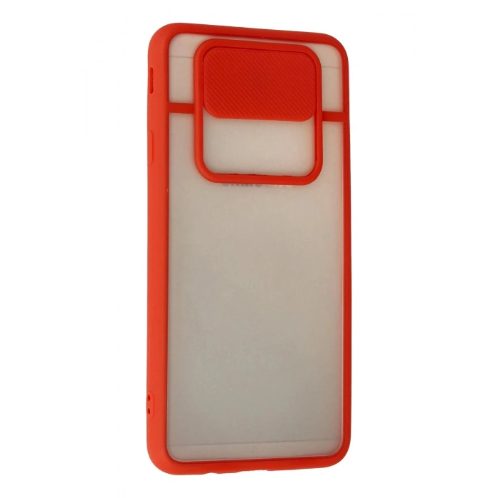 Newface Samsung Galaxy J7 Prime Kılıf Palm Buzlu Kamera Sürgülü Silikon - Kırmızı