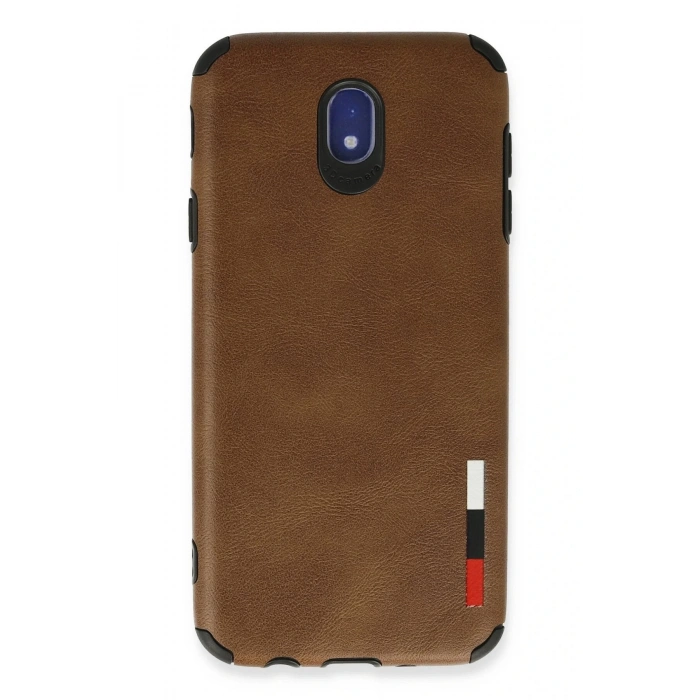 Newface Samsung Galaxy J7 Pro / J730 Kılıf Loop Deri Silikon - Kahverengi