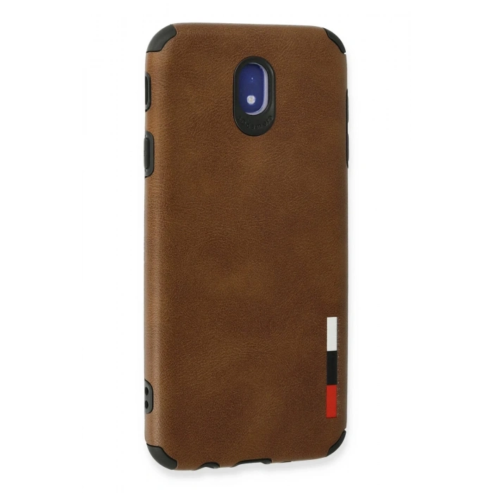 Newface Samsung Galaxy J7 Pro / J730 Kılıf Loop Deri Silikon - Kahverengi
