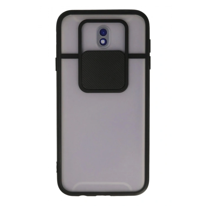 Newface Samsung Galaxy J7 Pro / J730 Kılıf Palm Buzlu Kamera Sürgülü Silikon - Siyah