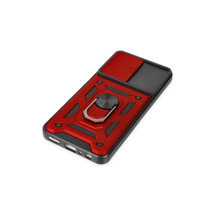 Newface Samsung Galaxy M13 Kılıf Pars Lens Yüzüklü Silikon - Kırmızı