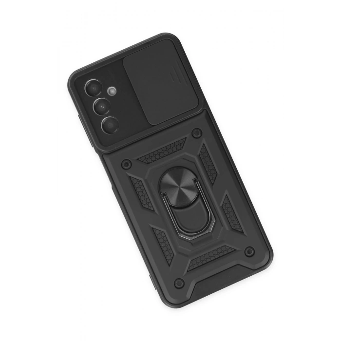 Newface Samsung Galaxy M13 Kılıf Pars Lens Yüzüklü Silikon - Siyah