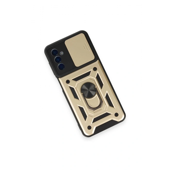 Newface Samsung Galaxy M14 5G Kılıf Pars Lens Yüzüklü Silikon - Gold