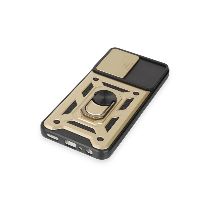 Newface Samsung Galaxy M14 5G Kılıf Pars Lens Yüzüklü Silikon - Gold