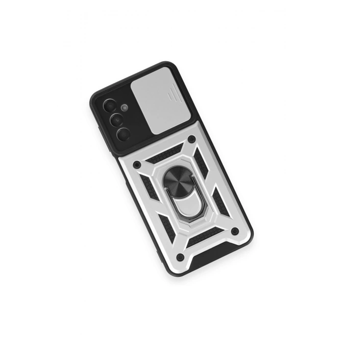 Newface Samsung Galaxy M14 5G Kılıf Pars Lens Yüzüklü Silikon - Gümüş