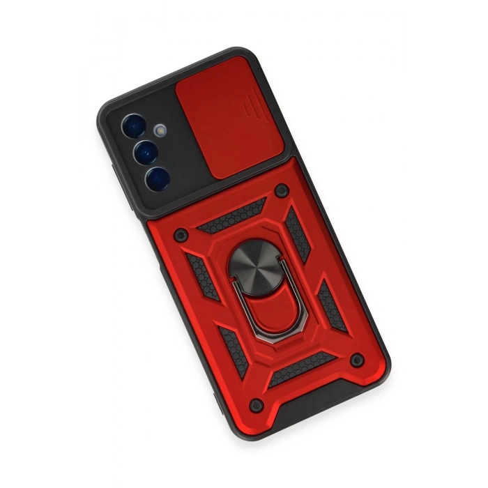 Newface Samsung Galaxy M14 5G Kılıf Pars Lens Yüzüklü Silikon - Kırmızı