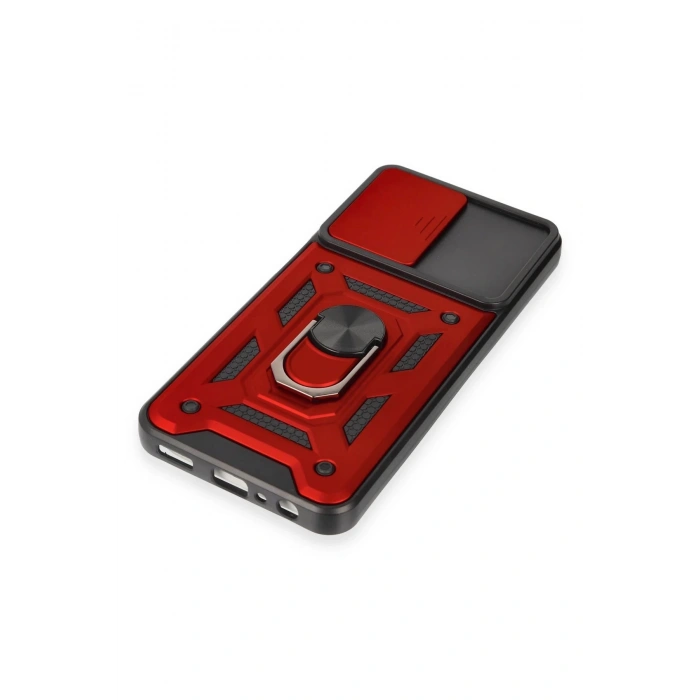 Newface Samsung Galaxy M14 5G Kılıf Pars Lens Yüzüklü Silikon - Kırmızı