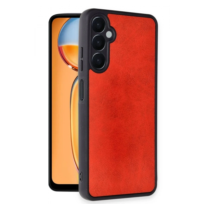 Newface Samsung Galaxy M15 Kılıf Aras Deri Kapak - Kırmızı