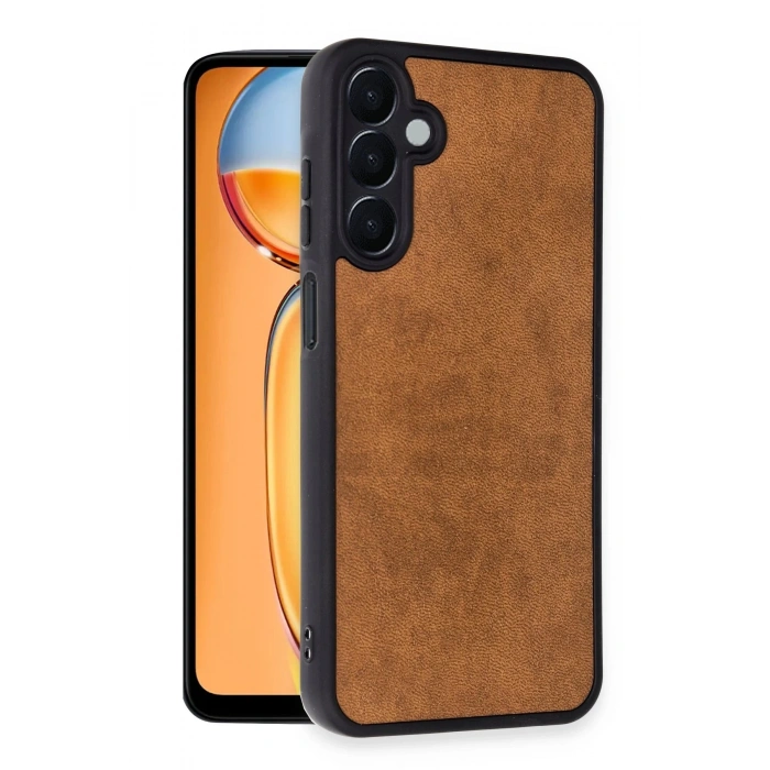 Newface Samsung Galaxy M15 Kılıf Aras Deri Kapak - Taba