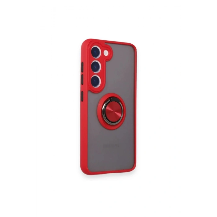 Newface Samsung Galaxy M15 Kılıf Montreal Yüzüklü Silikon Kapak - Kırmızı