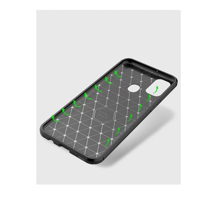 Newface Samsung Galaxy M31 Kılıf Auto Focus Karbon Kapak - Kahverengi