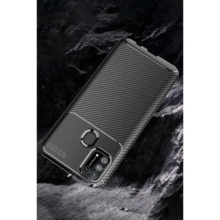 Newface Samsung Galaxy M31 Kılıf Auto Focus Karbon Kapak - Lacivert