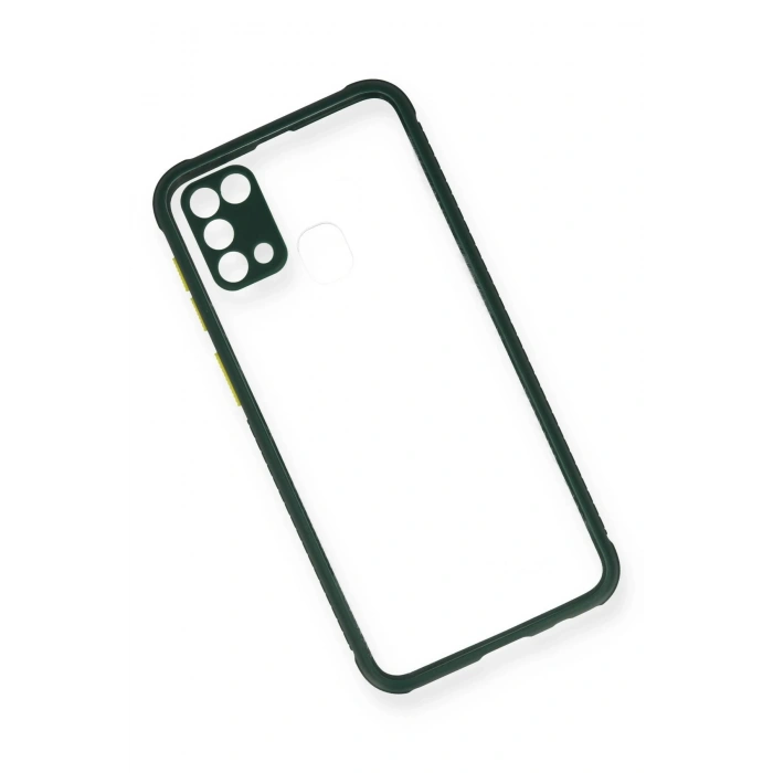 Newface Samsung Galaxy M31 Kılıf Miami Şeffaf Silikon - Koyu Yeşil