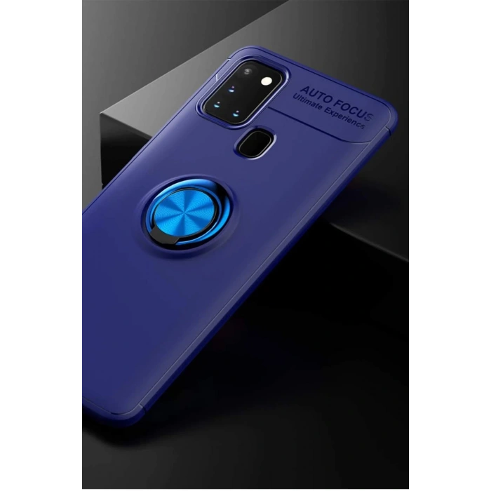 Newface Samsung Galaxy M31 Kılıf Range Yüzüklü Silikon - Mavi