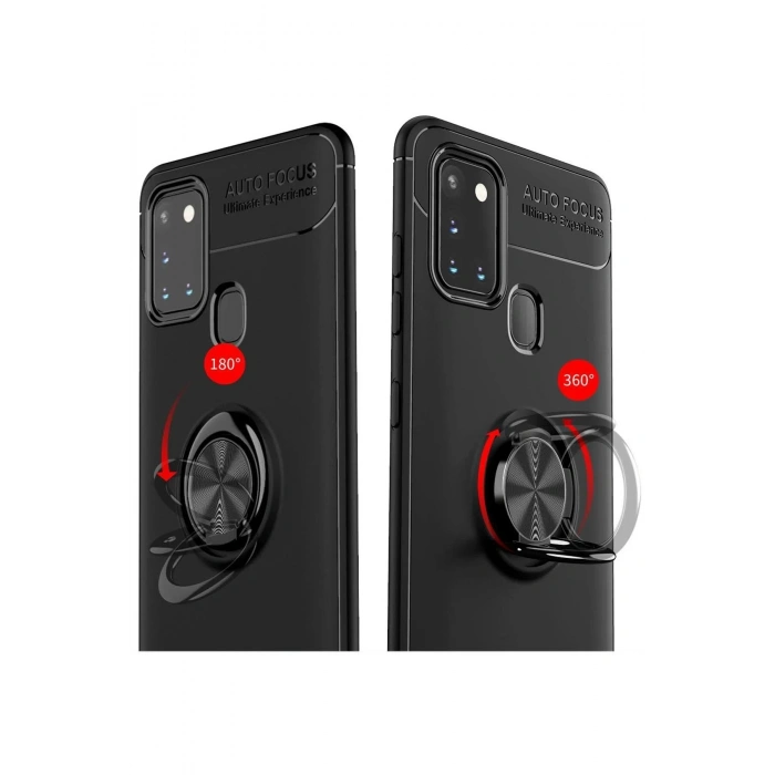 Newface Samsung Galaxy M31 Kılıf Range Yüzüklü Silikon - Siyah