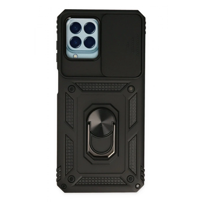 Newface Samsung Galaxy M33 Kılıf Pars Lens Yüzüklü Silikon - Siyah