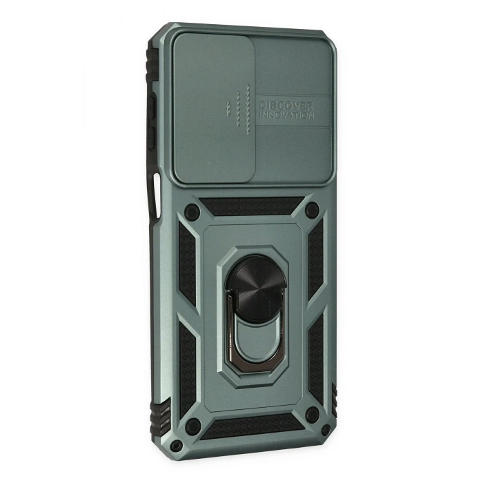 Newface Samsung Galaxy M33 Kılıf Pars Lens Yüzüklü Silikon - Yeşil